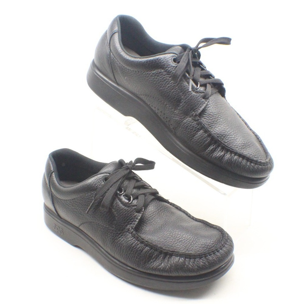 SAS Men's 11 M Bout Time Comfort Lace Up Shoes Black Leather Moc toe